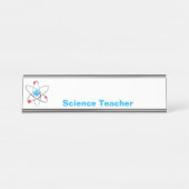 3D-Atom mit blauem Kern-Lehrer Schreibtischnamensplakette (Vorderseite )