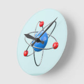 3D atom with blue core Runde Wanduhr (Winkel)