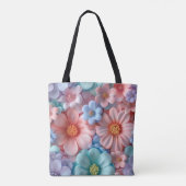 3D Aufgeblasene Pastell-Blume Nahtlose Muster Tasche (Rückseite)