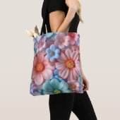 3D Aufgeblasene Pastell-Blume Nahtlose Muster Tasche (Von Nahem)