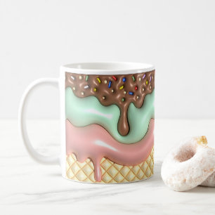 3D Aussehen gedruckter Tropfeis Kaffeetasse