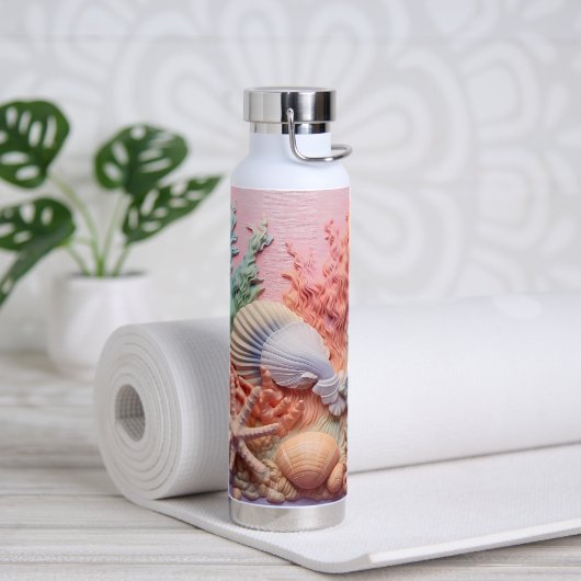 3D aussehende Muscheln, Strand Trinkflasche (Yoga)