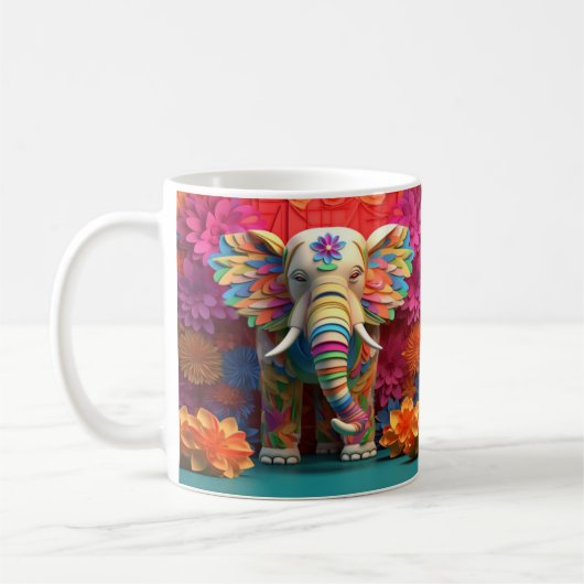 3D-Aussehender farbiger Elefant Kaffeetasse (Links)