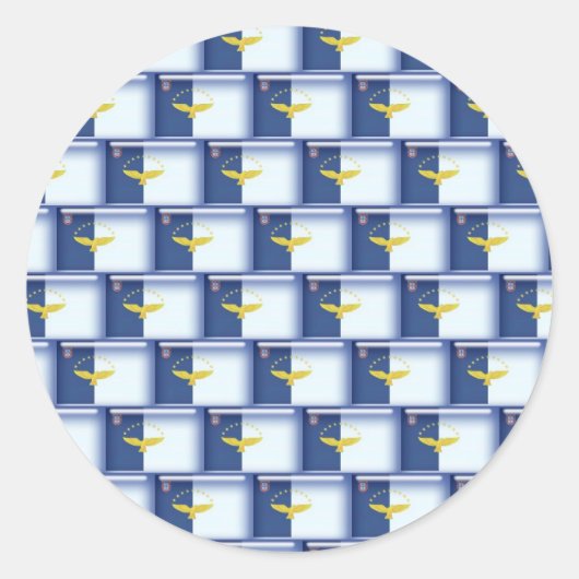 3D-Azores-Flaggenmuster Runder Aufkleber (Vorderseite)