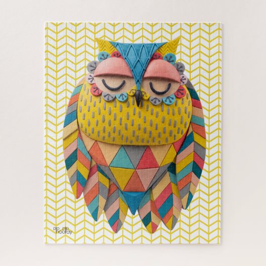 3D-Aztekeneule-Stammesvogel-Musterillustration Puzzle (Vertikal)