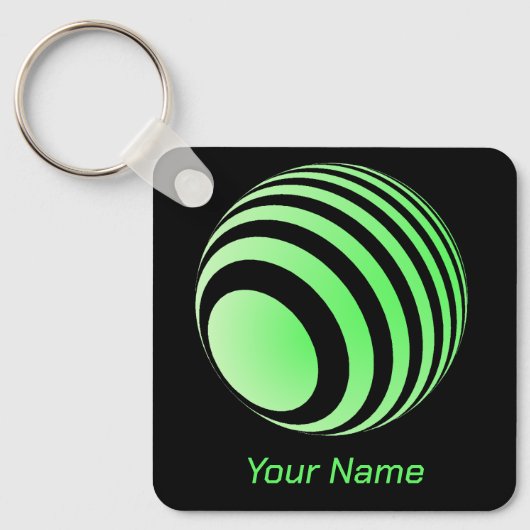 3D-Ball mit grünen Streifen -  Schlüsselanhänger (Vorderseite)