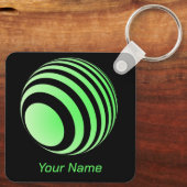 3D-Ball mit grünen Streifen -  Schlüsselanhänger (Rückseite)