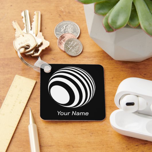 3D-Ball mit weißen Streifen - Schlüsselanhänger (Schreibtisch)