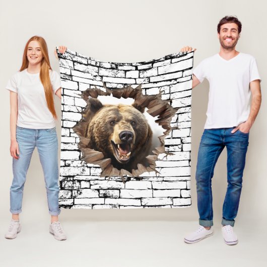 3D-Bär-Wandbruch-Kunst – Realistischer Safari Fleecedecke (Beispiel)