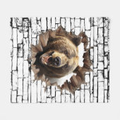 3D-Bär-Wandbruch-Kunst – Realistischer Safari Fleecedecke (Vorderseite (Horizontal))