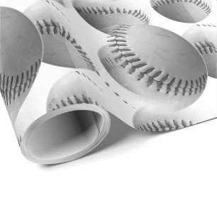 3D-Baseballs (schwarz-weiß) Geschenkpapier