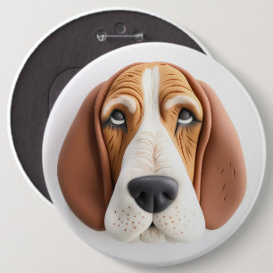 3D Basset Hound Hund Inspiriert Button