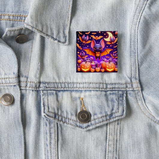3D bats pumpkins halloween Button (Beispiel)