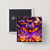 3D bats pumpkins halloween Button (Vorne & Hinten)