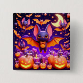 3D bats pumpkins halloween Button (Vorderseite)