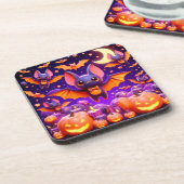 3D bats pumpkins halloween Getränkeuntersetzer (Linke Seite)