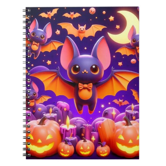 3D bats pumpkins halloween Notizblock (Vorderseite)
