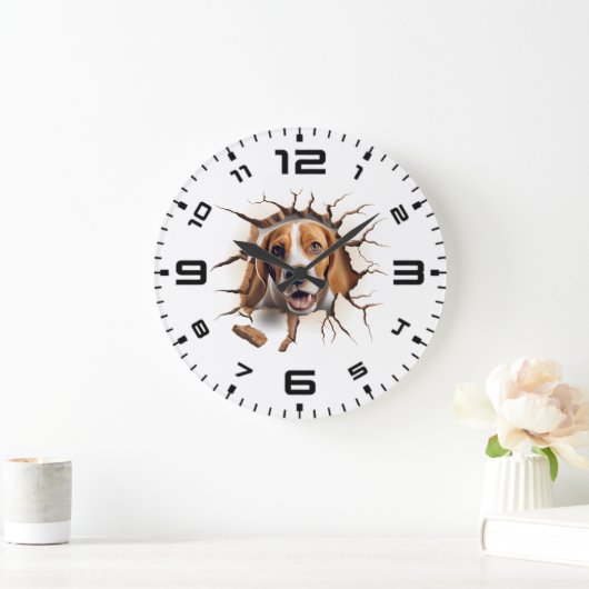 3D-Beagle Große Wanduhr (Zuhause)