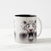 3D beängstigende weiße Tiger Funny Animals Zweifarbige Tasse (VorderseiteRechts)