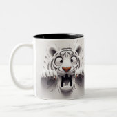 3D beängstigende weiße Tiger Funny Animals Zweifarbige Tasse (Links)