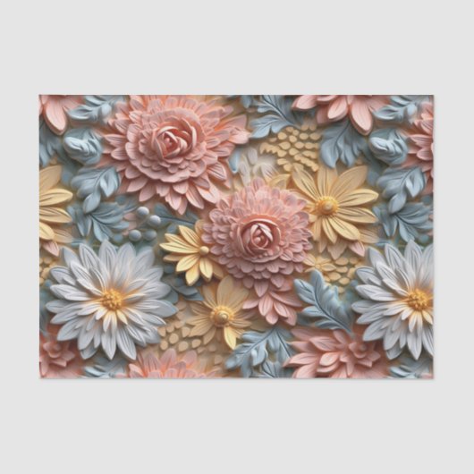 3d Beautiful Pastel Blume Decoupage Seidenpapier (Vorderseite)