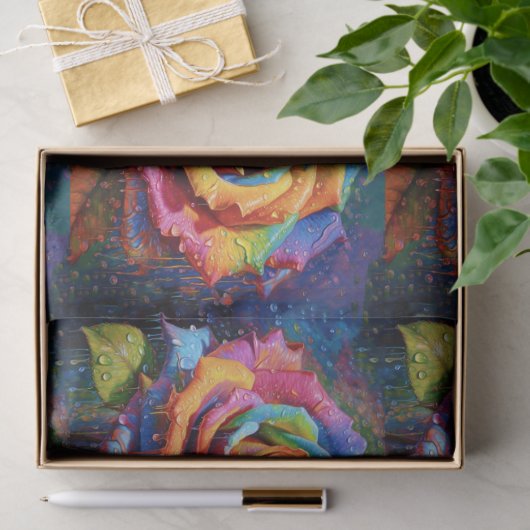3d Beautiful Rainbow Rose Decoupage Seidenpapier (Geschenk)