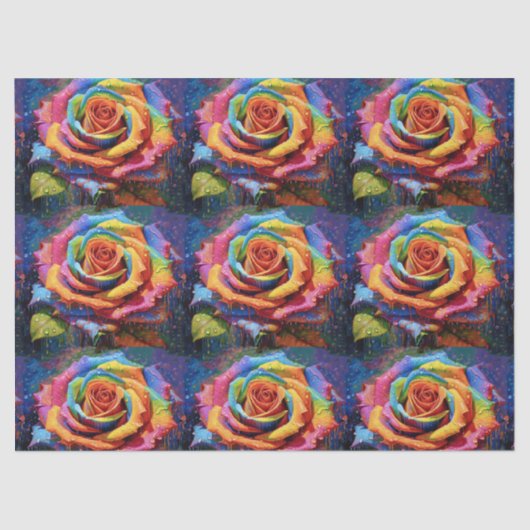 3d Beautiful Rainbow Rose Decoupage Seidenpapier (Vorderseite)