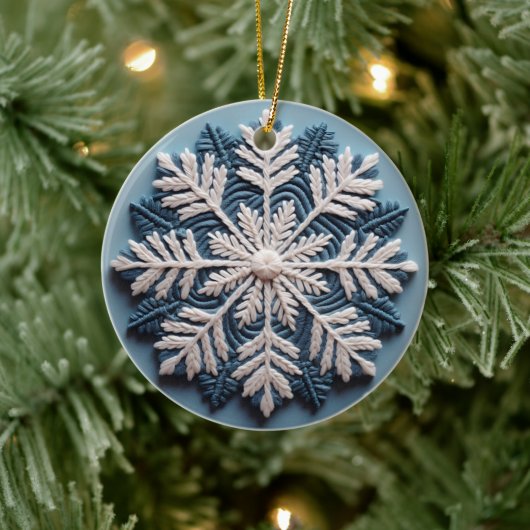3D bestickt Look Winter Snowflake Weihnachten Keramik Ornament (Baum)