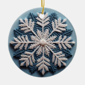3D bestickt Look Winter Snowflake Weihnachten Keramik Ornament (Vorne)