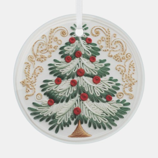 3D bestickte Weihnachtsbaumschmuck Ornament Aus Glas (Vorderseite)