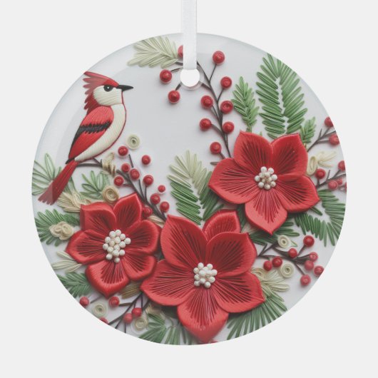 3D bestickter Kardinal Weihnachtsschmuck (Vorderseite)