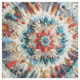 3D bestickter Look Winter Mandala Kaleidoscope Stoff