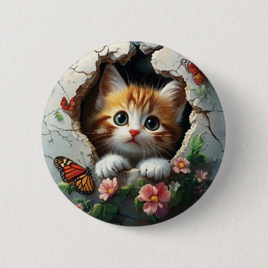 3D-Bild eines niedlichen kleinen Kätzchens, das au Button (Vorderseite)
