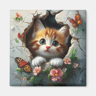 3D-Bild eines niedlichen kleinen Kätzchens, das au Magnet