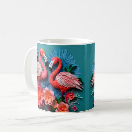 3D-Bildausdruck Rosa Flamingos Kaffeetasse (Vorderseite Links)