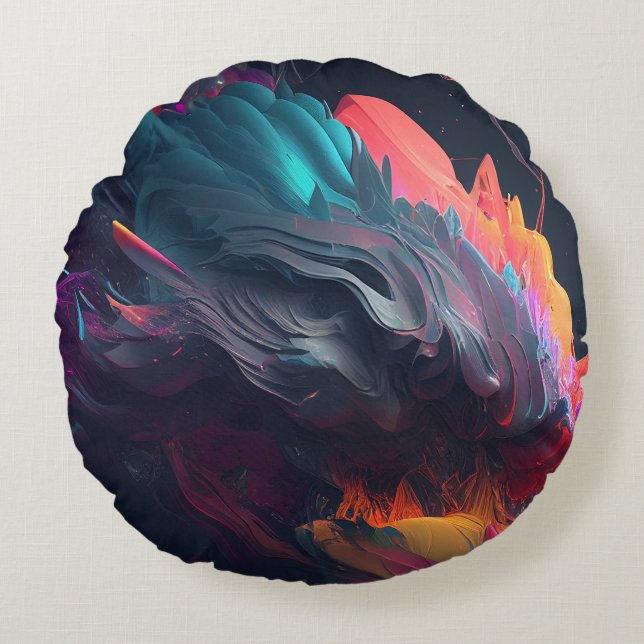3D-Bilddesign Rundes Kissen (Vorderseite)