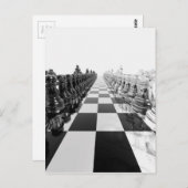 3D Black and White Chess Board Postkarte (Vorne/Hinten)