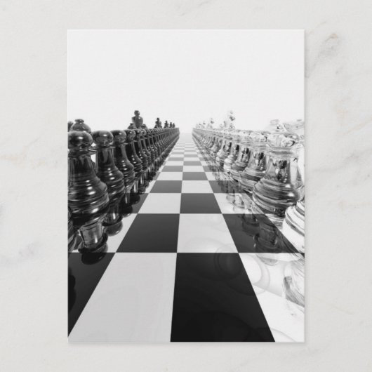 3D Black and White Chess Board Postkarte (Vorderseite)