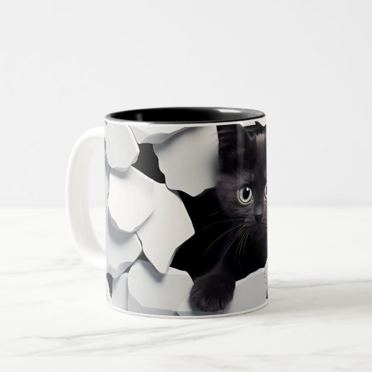 3D Black Cat Tasse (Vorderseite Links)