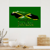 3D Black Green Yellow Gold Karte Jamaica Poster (Küche)