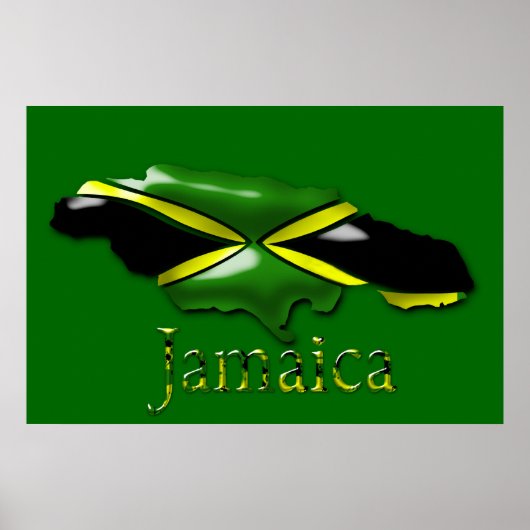 3D Black Green Yellow Gold Karte Jamaica Poster (Vorne)