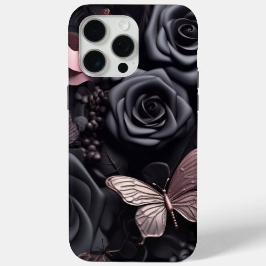 3D Black Rose & Butterfly Case-Mate iPhone Hülle (Rückseite)