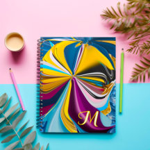 3D Blau Lila Gold Monogramm Verflüssigt Abstrakt