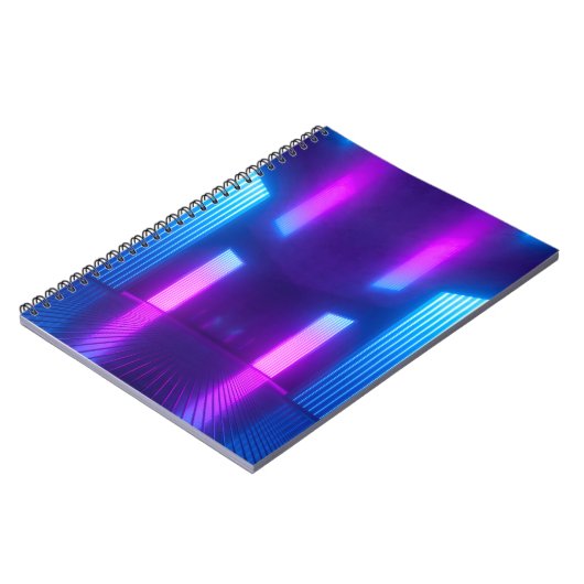 3d, blau-pink violett neon abstrakter Hintergrund, Notizblock (Linke Seite)