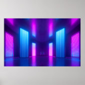 3d, blau-pink violett neon abstrakter Hintergrund, Poster (Vorne)
