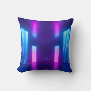 3D, blau rosa violett neon abstrakter Hintergrund, Kissen