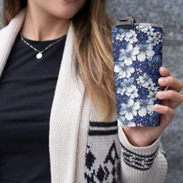 3D Blau und Graublüte Thermosbecher