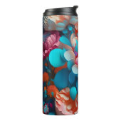 3D Blau- und Orangefarbene Blume Thermosbecher (Nach links gedreht)