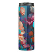 3D Blau- und Orangefarbene Blume Thermosbecher (Rückseite)