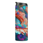 3D Blau- und Orangefarbene Blume Thermosbecher (Nach rechts gedreht)
